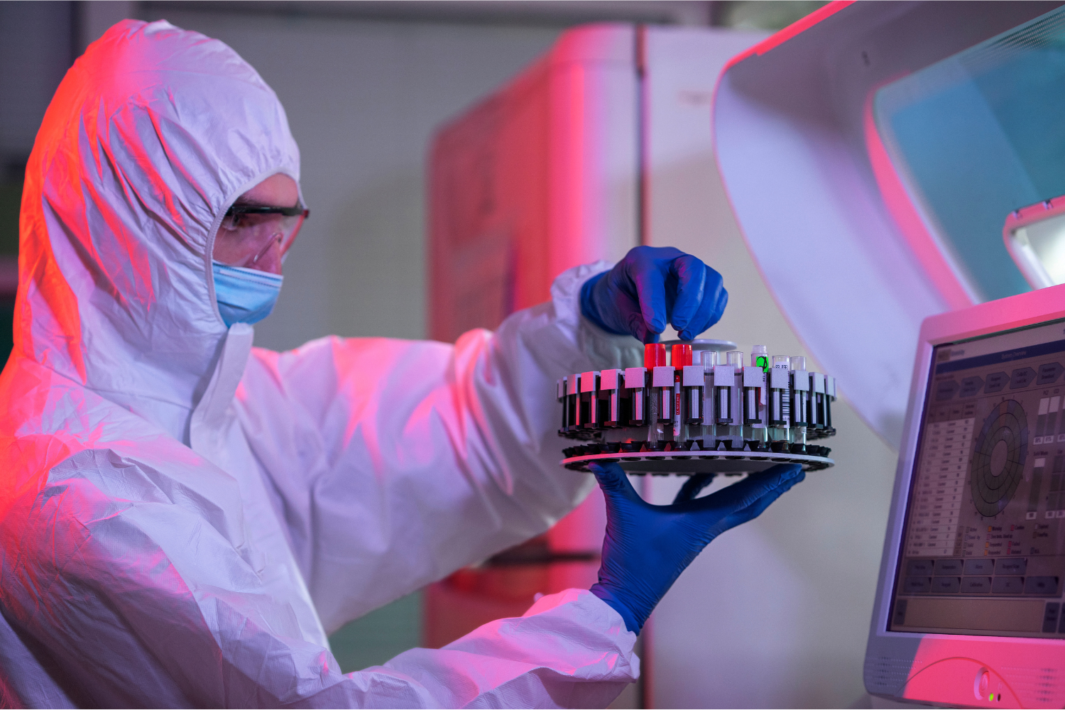 Doctor performing medical research in lab